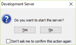 Prompt asking to confirm starting the development server.